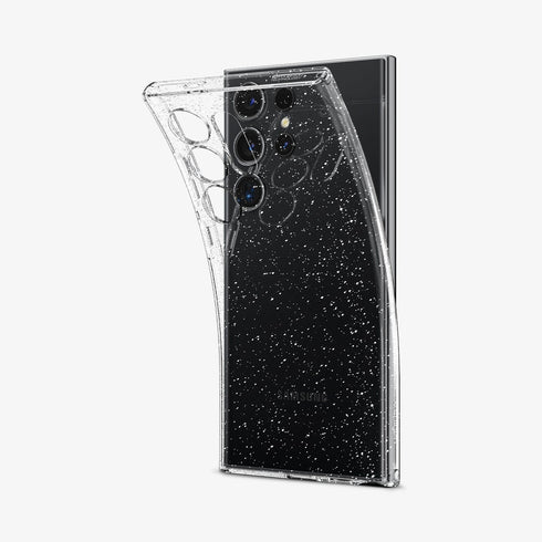 ACS07285 - Galaxy S24 Ultra Case Liquid Crystal Glitter in Crystal Quartz showing the back